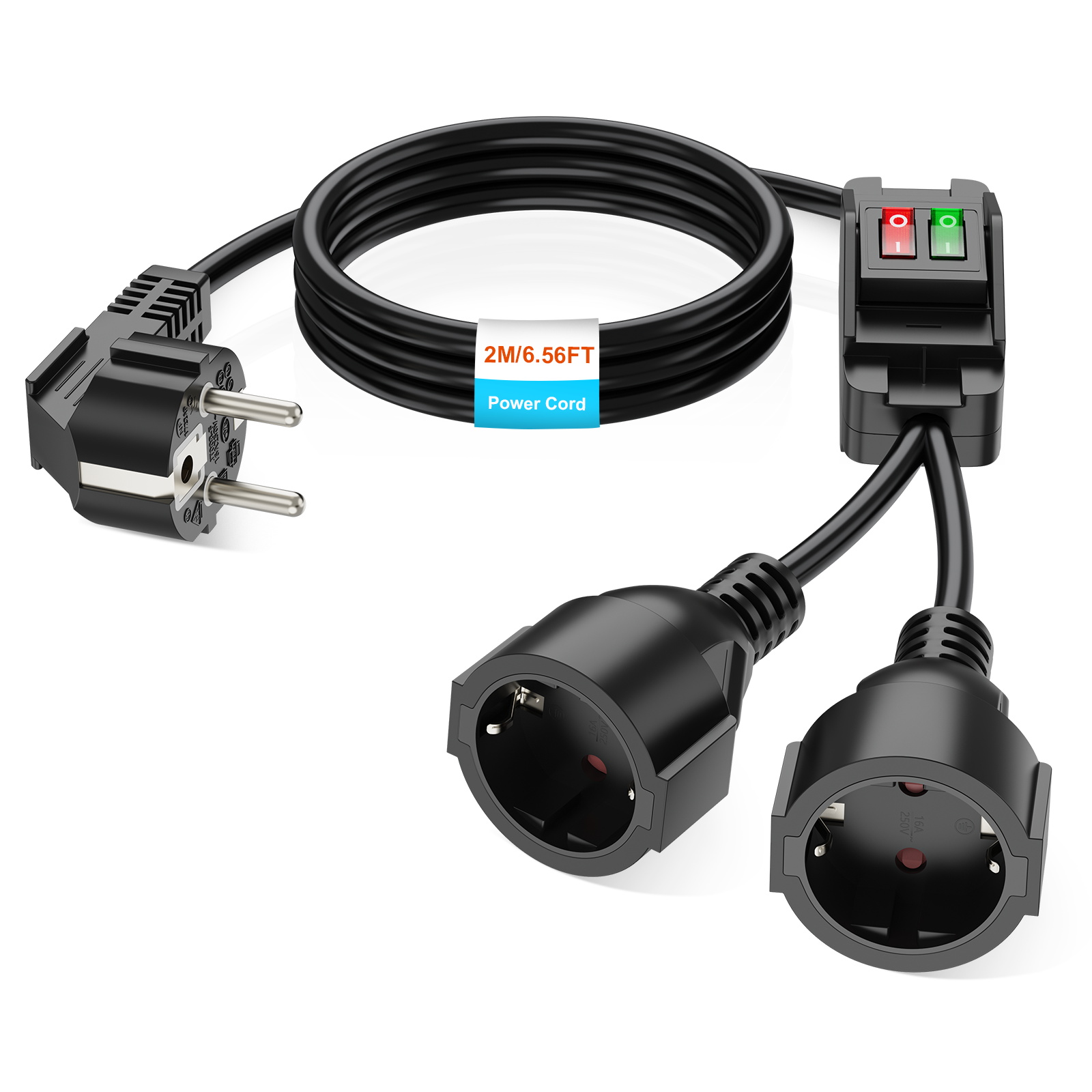 Outdoor Power Extension Cord - Eu plug 40cm/2m extension cord dual