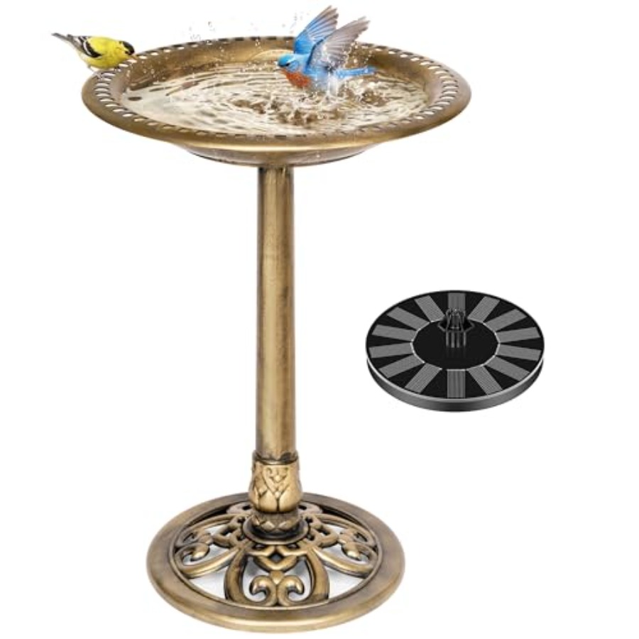 Outdoor Power Pedestal - Bird Bath with Solar Fountain for