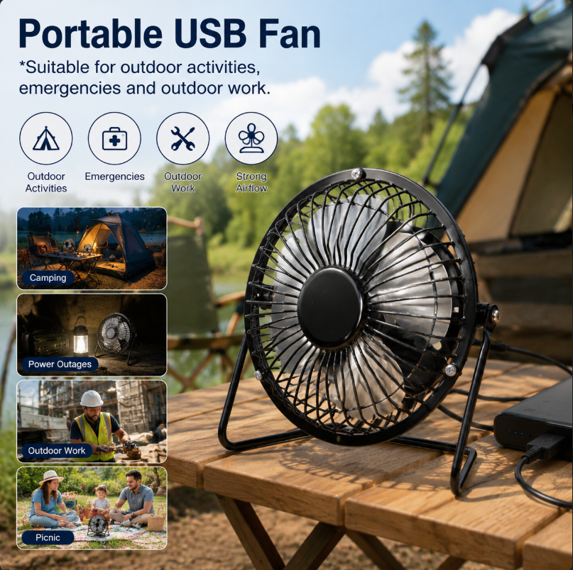 Outdoor Power Fan - Mini Fan USB Fan Lightweight Rotatable