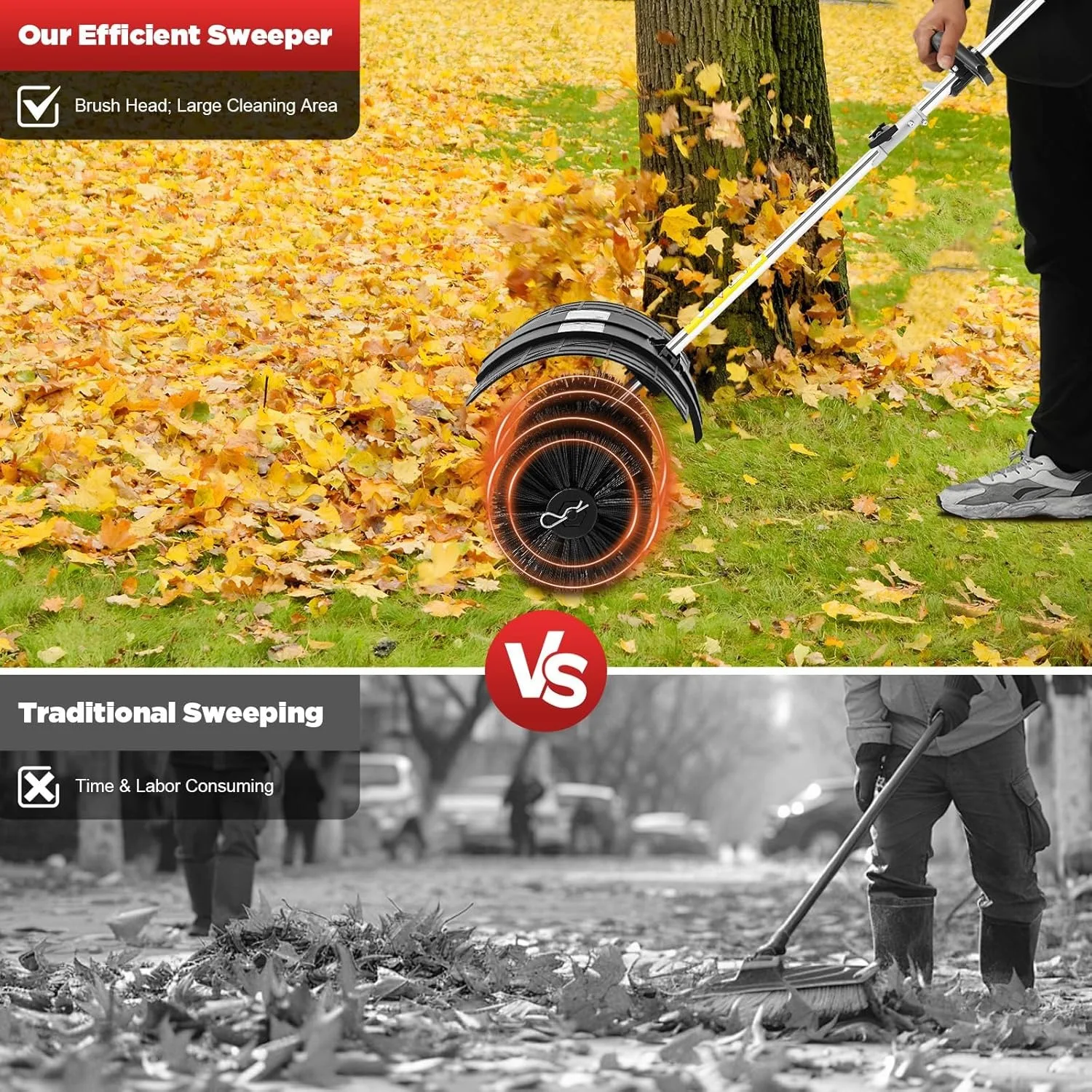 Outdoor Power Broom - CNCEST 52CC 2.3HP Sweeper Broom Gas