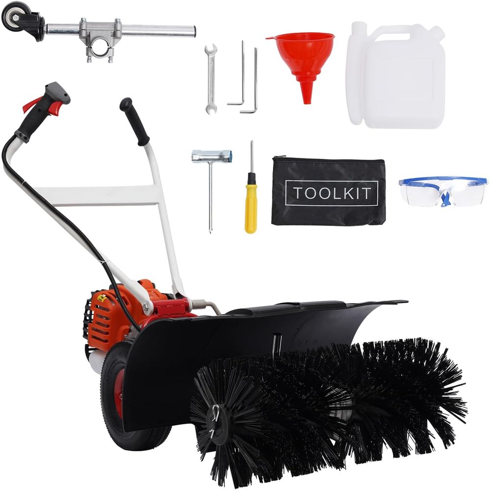Outdoor Power Broom - 52cc Gasoline-Powered Handheld Broom for Outdoor