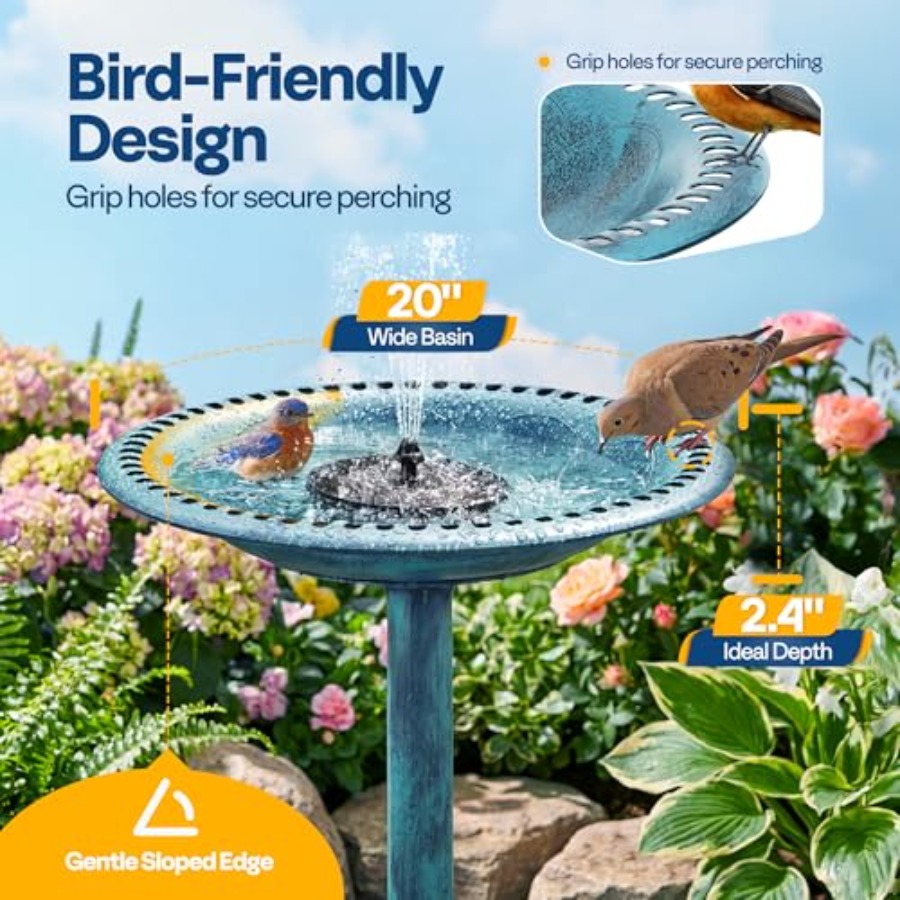 VIVOHOME Bird Bath with Solar  - đánh giá và giá Outdoor Power Pedestal