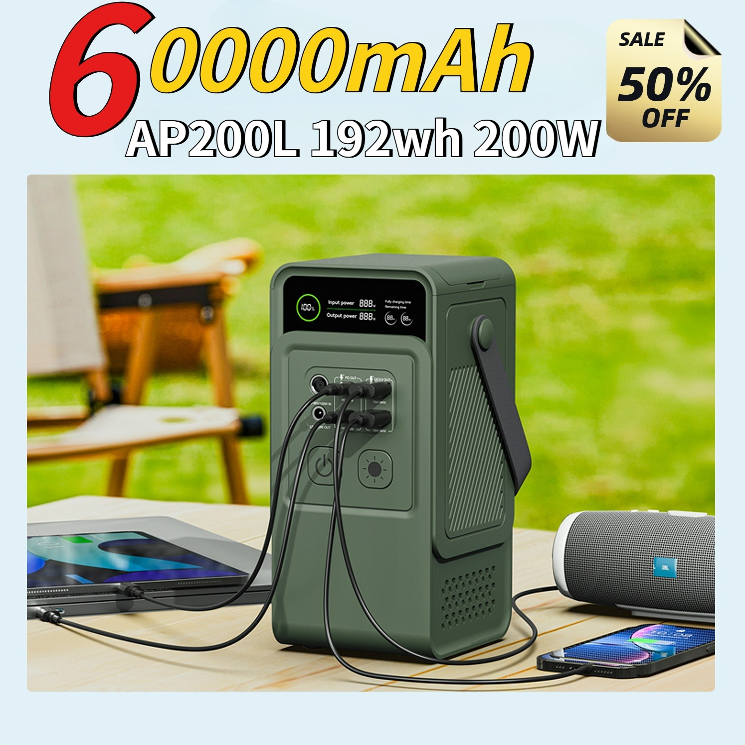 60000mAh 200W 192Wh Camping Po - đánh giá và giá Outdoor Power Generator