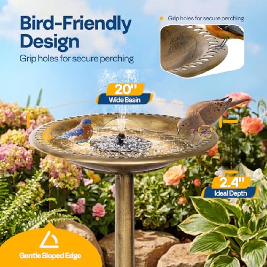 Outdoor solar bird bath with p - đánh giá và giá Outdoor Power Pedestal