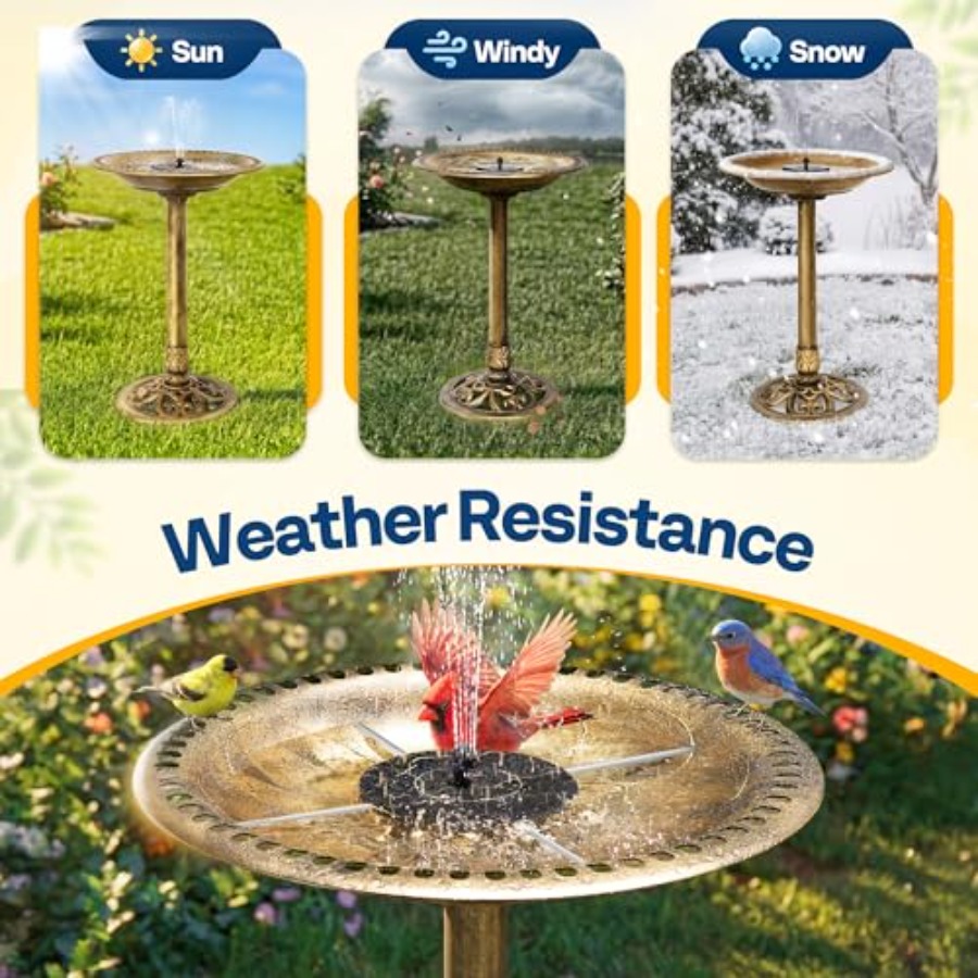 Bird Bath with Solar Fountain  - đánh giá và giá Outdoor Power Pedestal