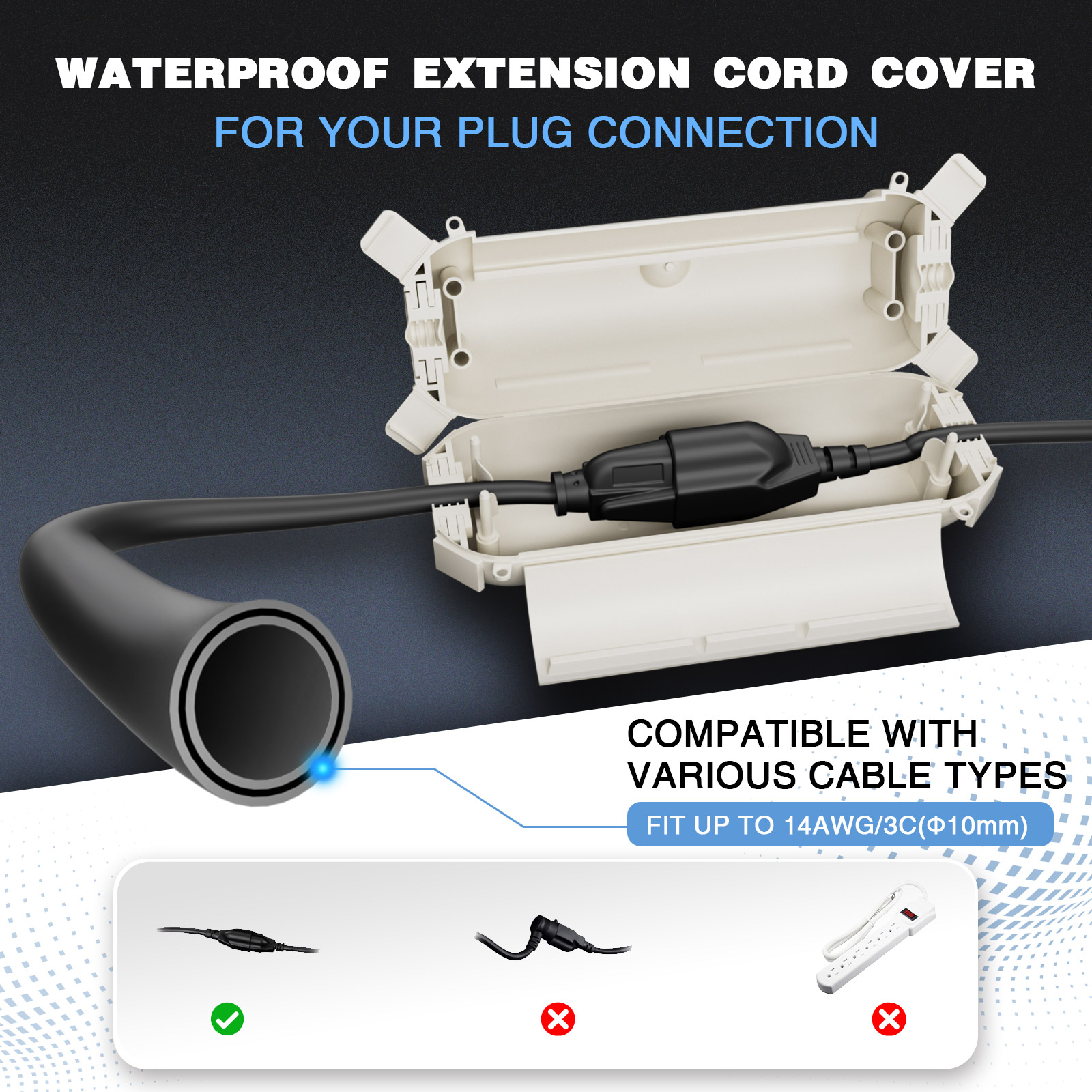 2 Pack Waterproof Outdoor Conn - đánh giá và giá Outdoor Power Extension Cord