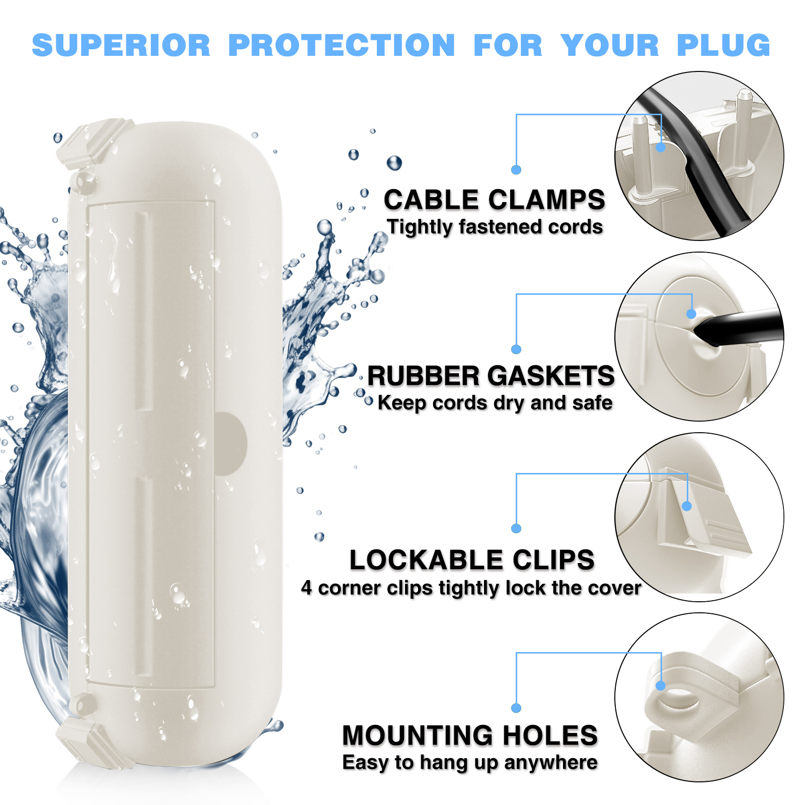 2 Pack Waterproof Outdoor Conn - đánh giá và giá Outdoor Power Extension Cord