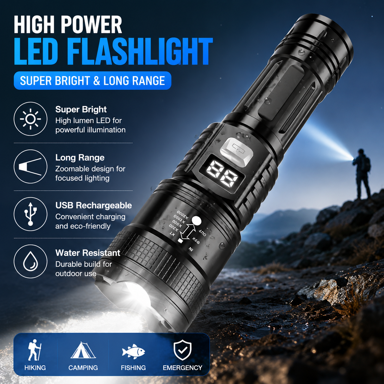 P50 High Brightness Flashlight - đánh giá và giá Outdoor Usb Power Bank