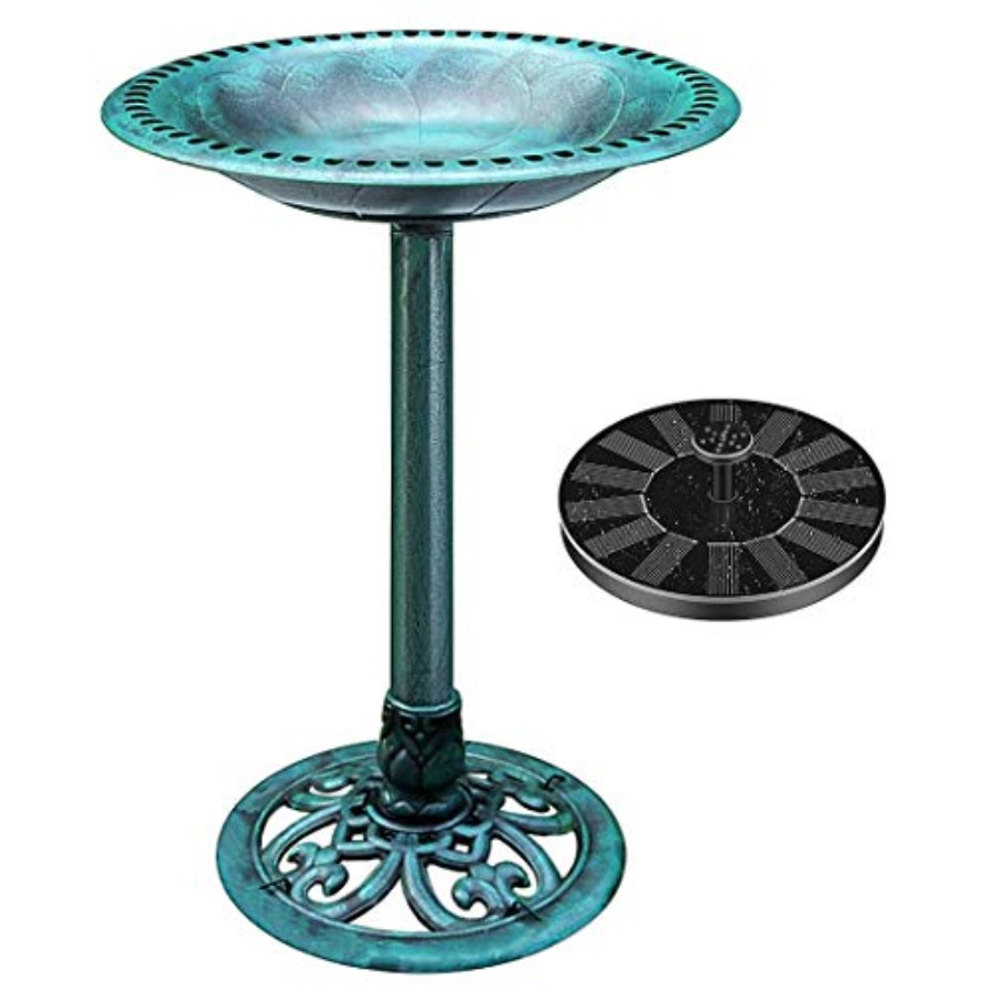 Bird Bath with Solar Fountain  - đánh giá và giá Outdoor Power Pedestal