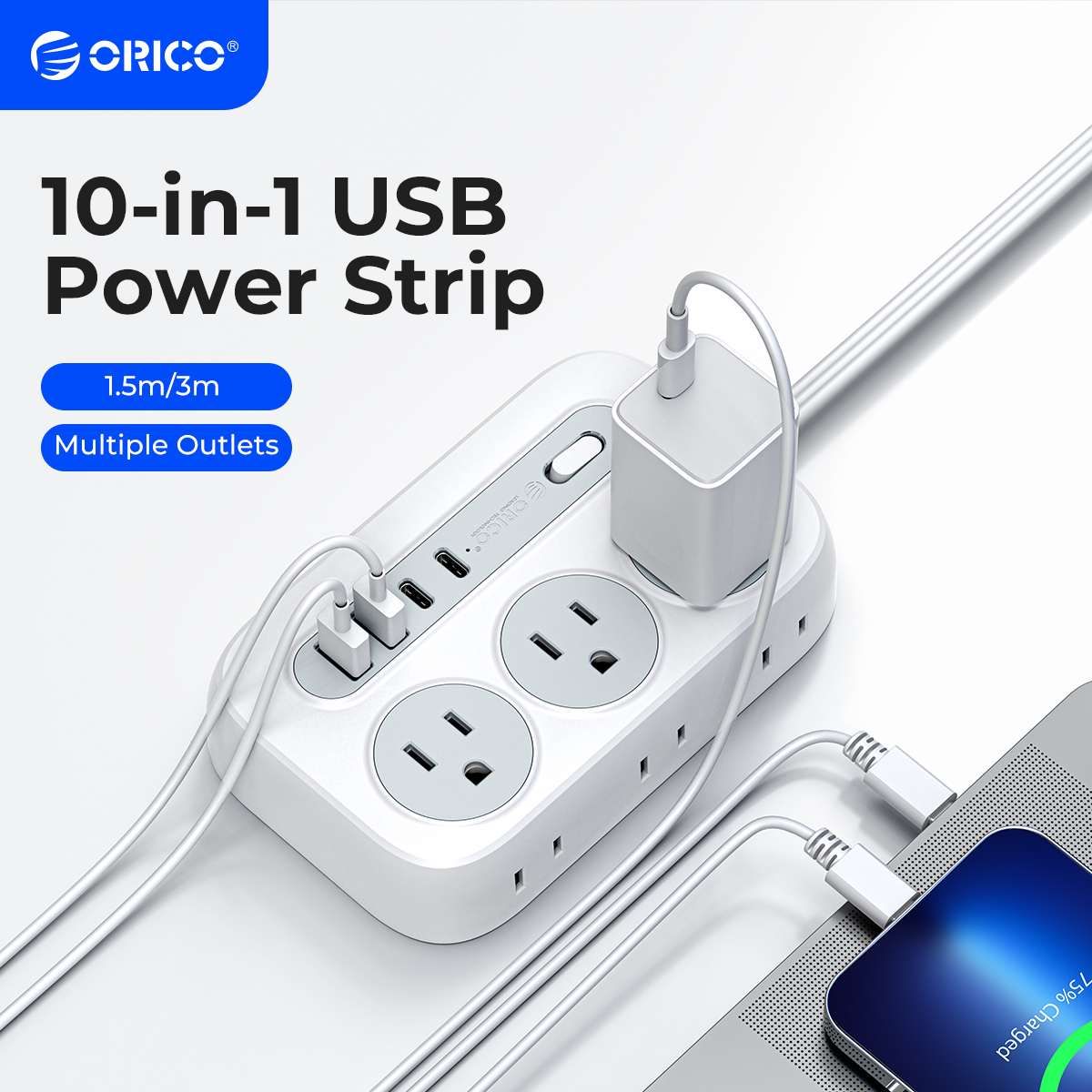 ORICO Power Strip 6 AC Outlets - đánh giá và giá Outdoor Power Adapter Usb