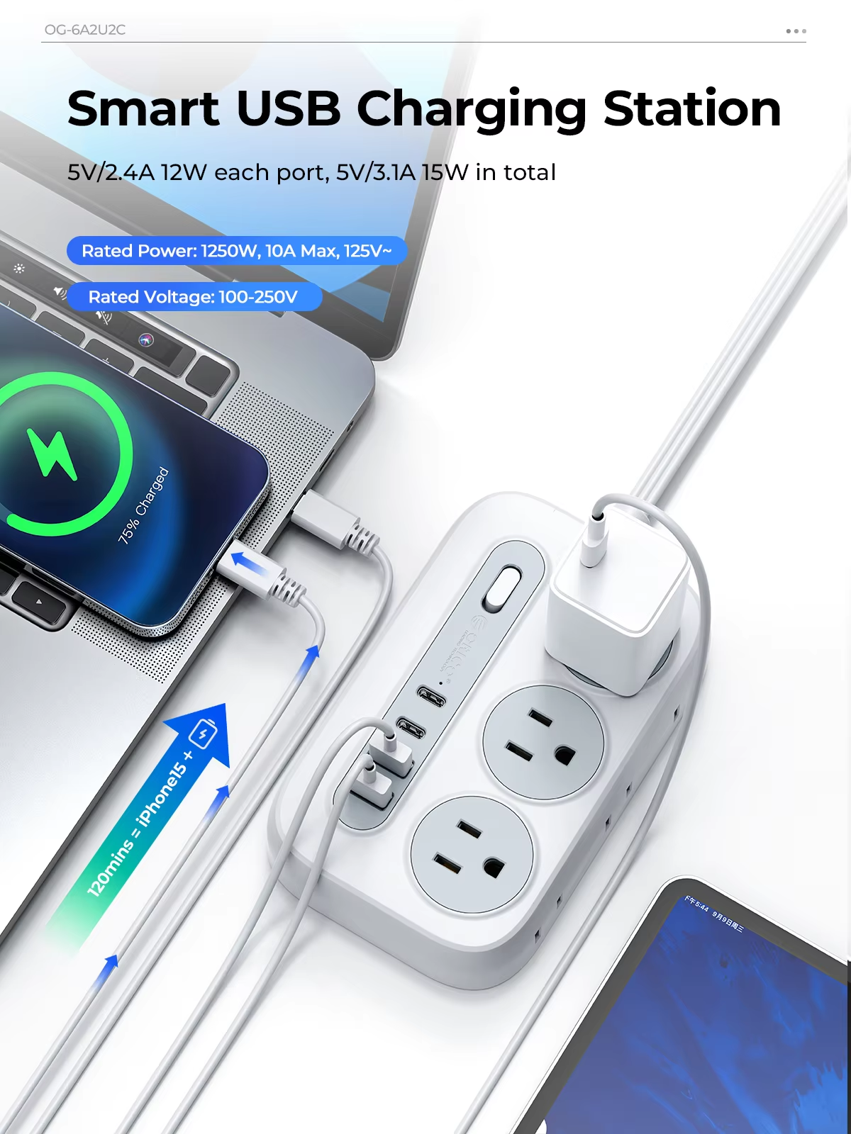 ORICO Power Strip 6 AC Outlets - đánh giá và giá Outdoor Power Adapter Usb
