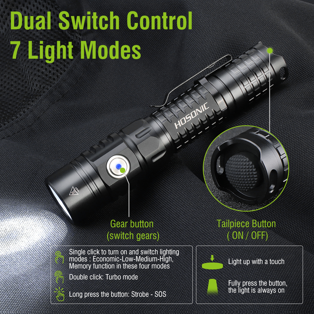 HOSONIC EC16 EDC Flashlight 17 - đánh giá và giá Power Switch Outdoor