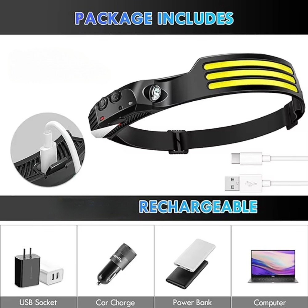 COB LED Induction Headlamp USB - đánh giá và giá Outdoor Usb Power Bank