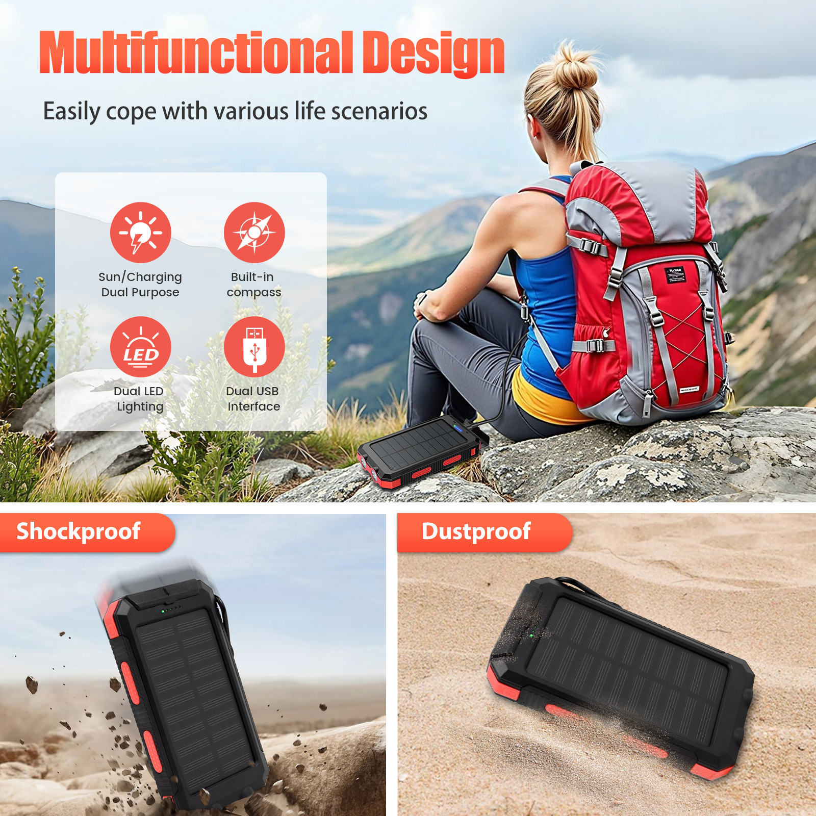 10000mAh Solar Power Bank Port - đánh giá và giá Outdoor Power Outlet Solar