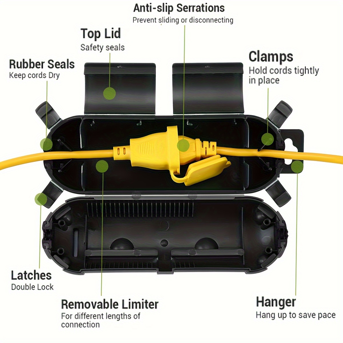 1/3pcs Waterproof Black Extens - đánh giá và giá Outdoor Power Extension Cord