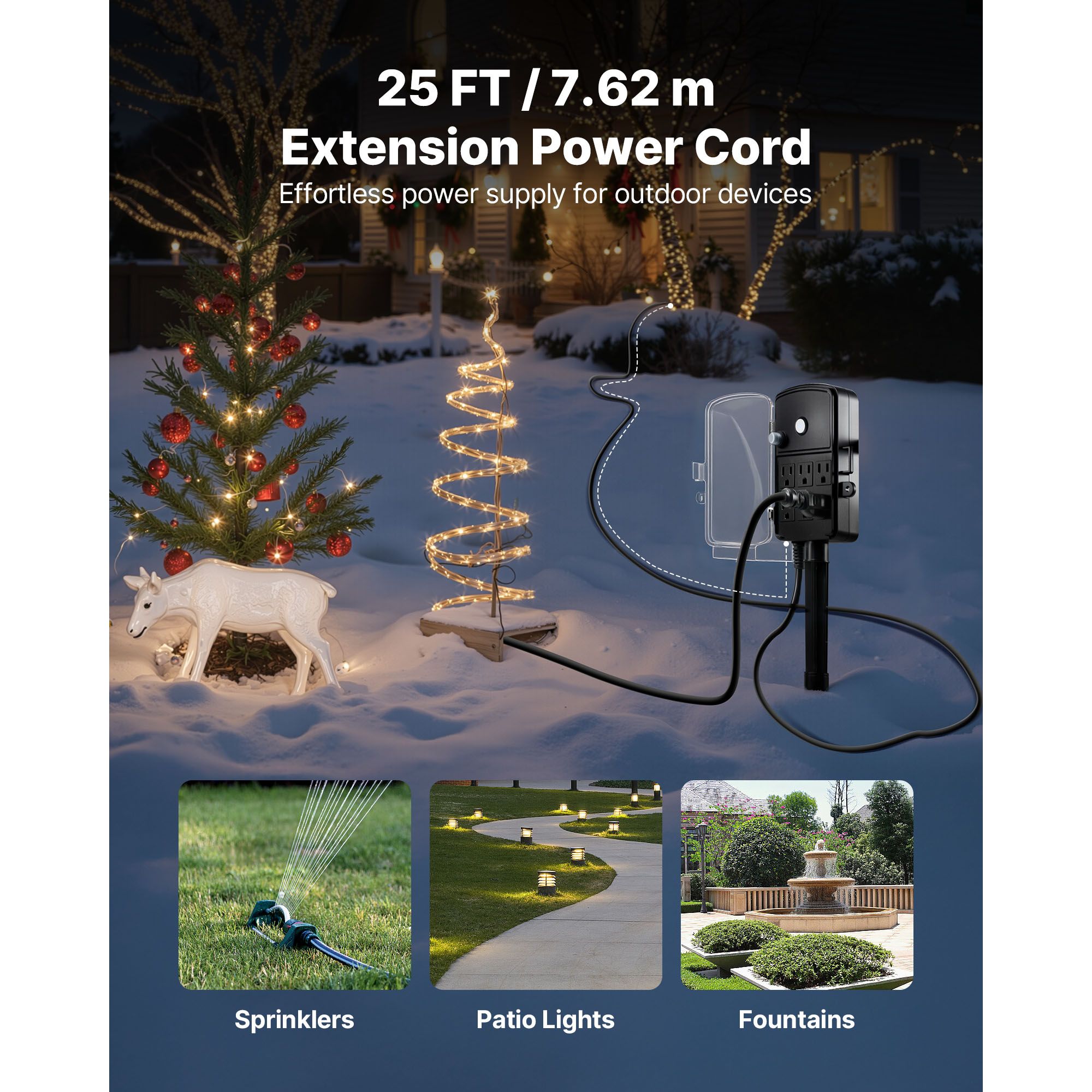 Outdoor Power Stake 25FT Exten - đánh giá và giá Outdoor Power Extension Cord