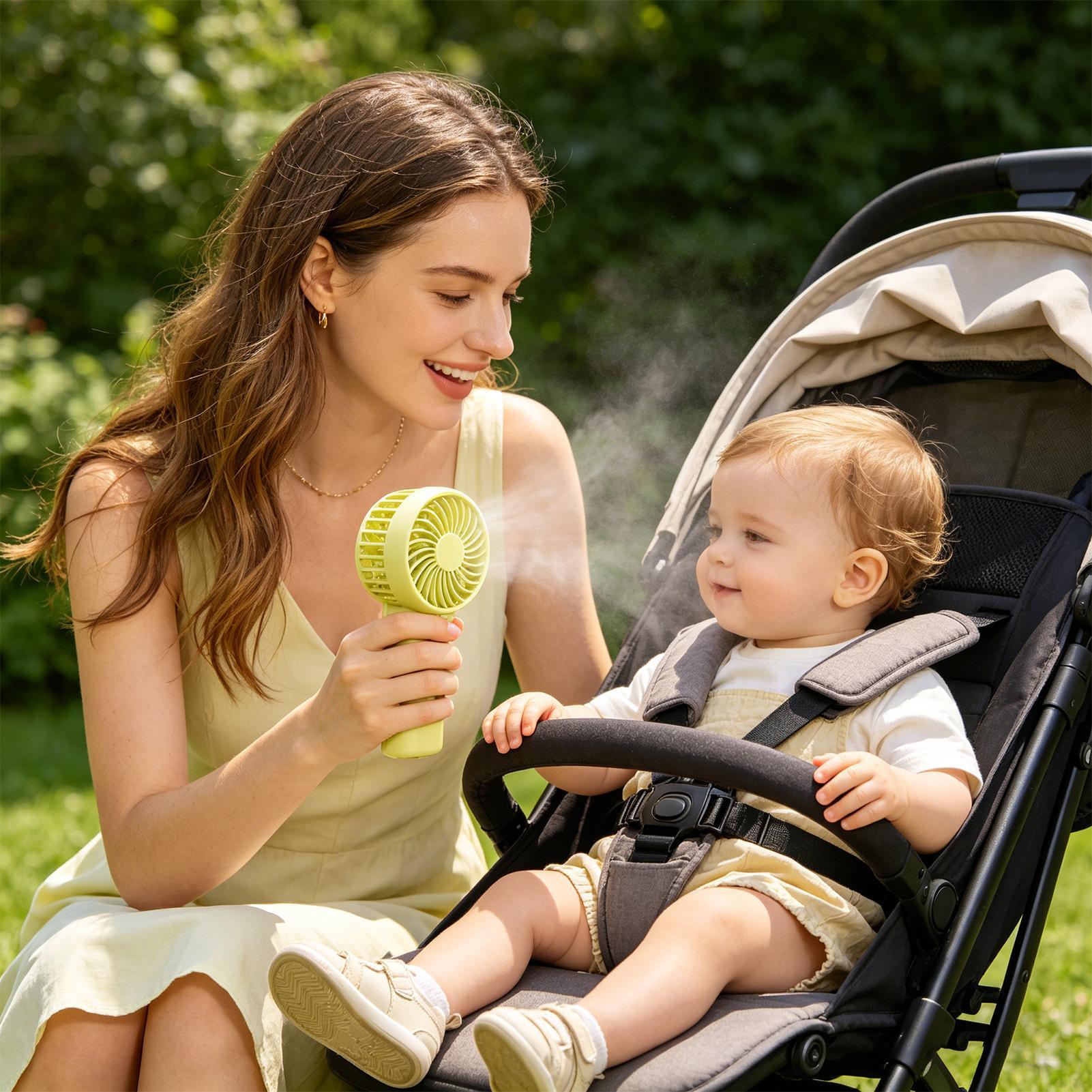 Mini portable handheld fan, ba - đánh giá và giá Outdoor Power Fan